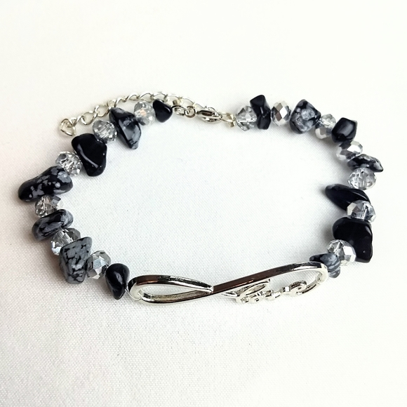Piece #361 "Infinite Love" Sodalite Glass Bracelet - Picture 3 of 3